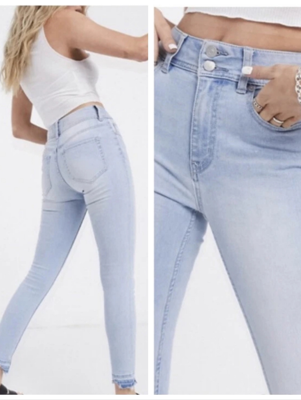 Free People Wild Child High Rise Skinny Jeans Light Wash Women's 30 Stretch
